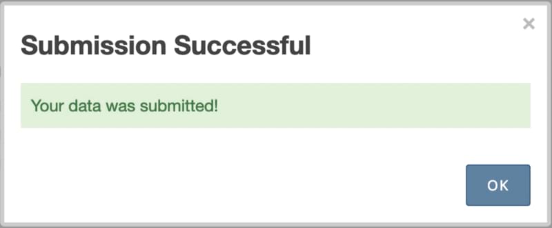 Form submission modal